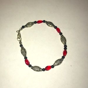 Black red and silver bracelet